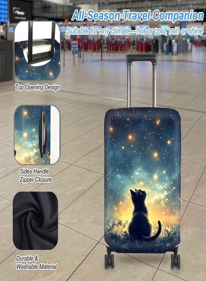 GYSYZJDH Luggage Cover Protector for 19-20 Inch Suitcases, TSA Approved Elastic Travel Suitcase Covers, Anti-Scratch Washable Luggage Sleeve for Carry On & Checked Bags, Black Cat Sky - Image 3